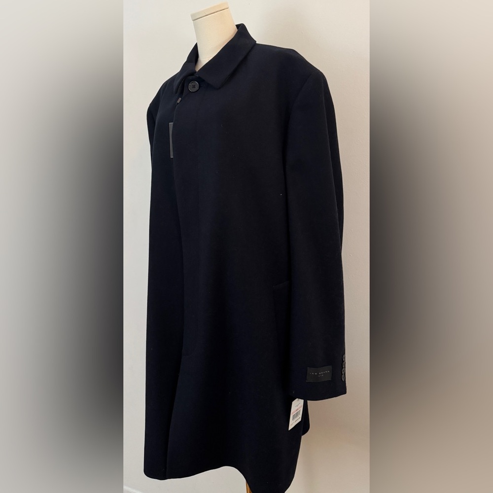 Ike Behar Men's Big Tall Navy Blue Oxford Wool Coat 54 Long - Picture 2 of 10